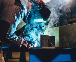 welding with visible smoke and fumes